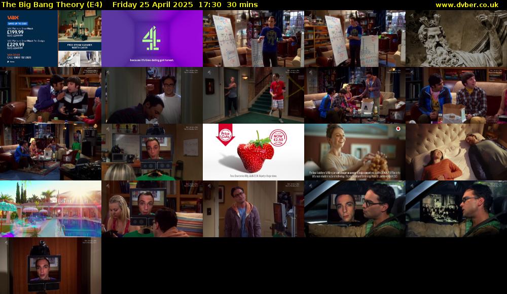 The Big Bang Theory (E4) Friday 25 April 2025 17:30 - 18:00
