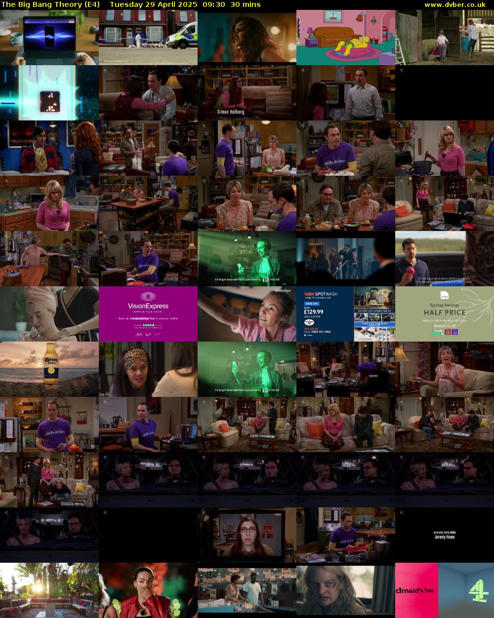 The Big Bang Theory (E4) Tuesday 29 April 2025 09:30 - 10:00