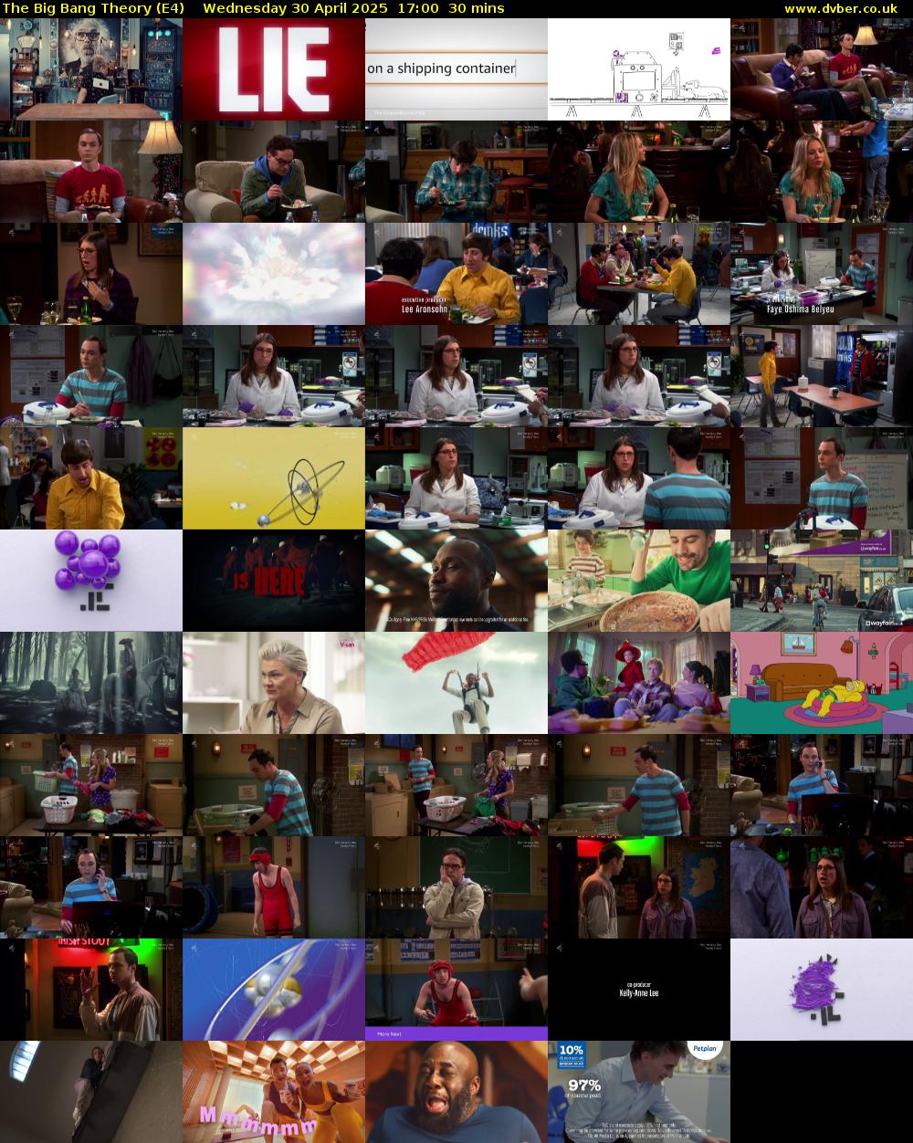 The Big Bang Theory (E4) Wednesday 30 April 2025 17:00 - 17:30