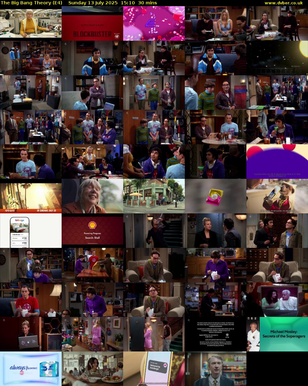 The Big Bang Theory (E4) Sunday 13 July 2025 15:10 - 15:40