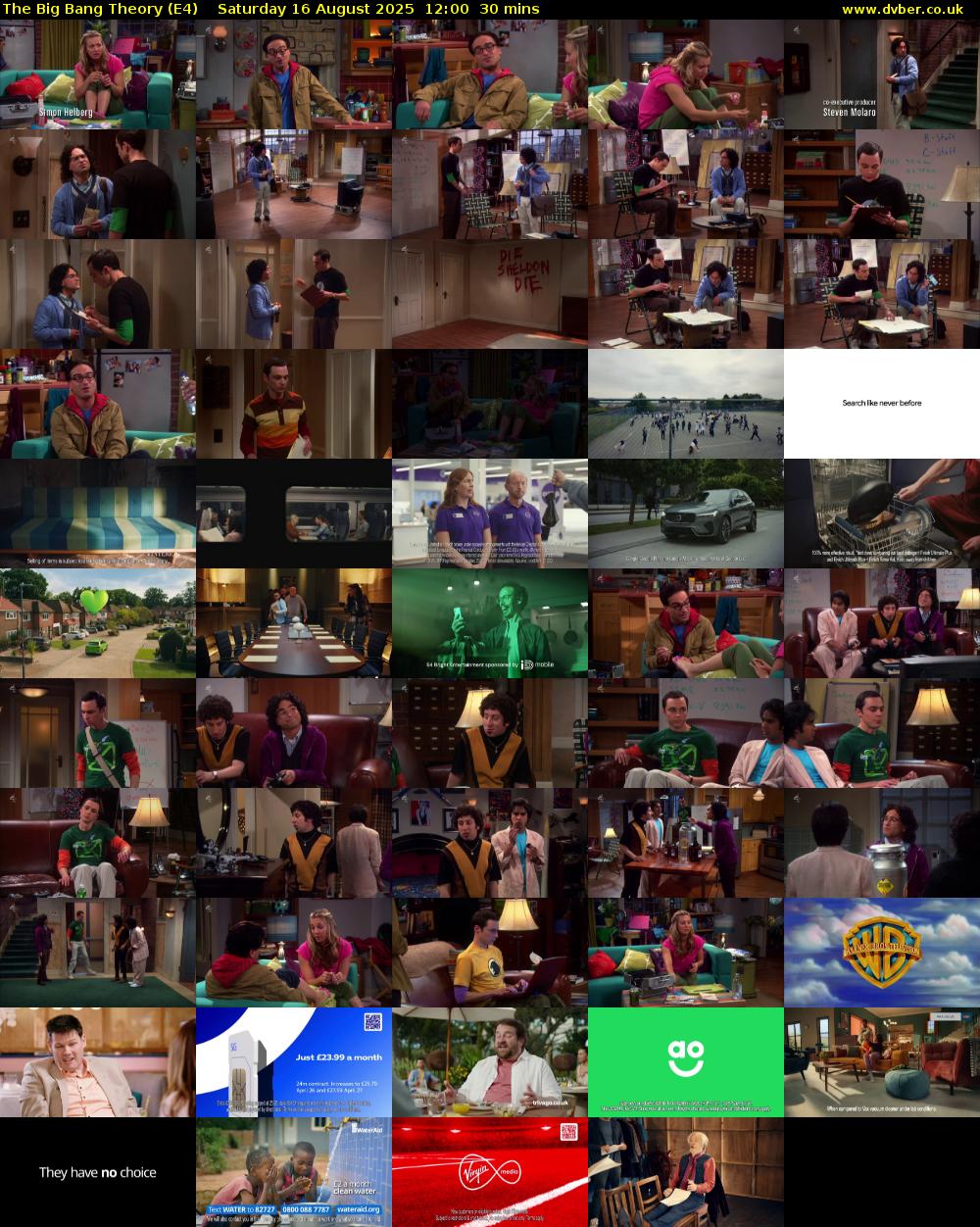 The Big Bang Theory (E4) Saturday 16 August 2025 12:00 - 12:30