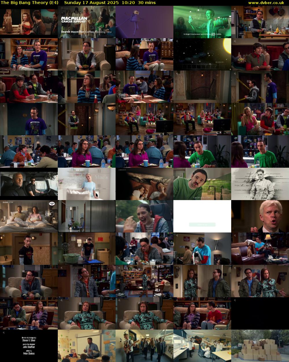 The Big Bang Theory (E4) Sunday 17 August 2025 10:20 - 10:50