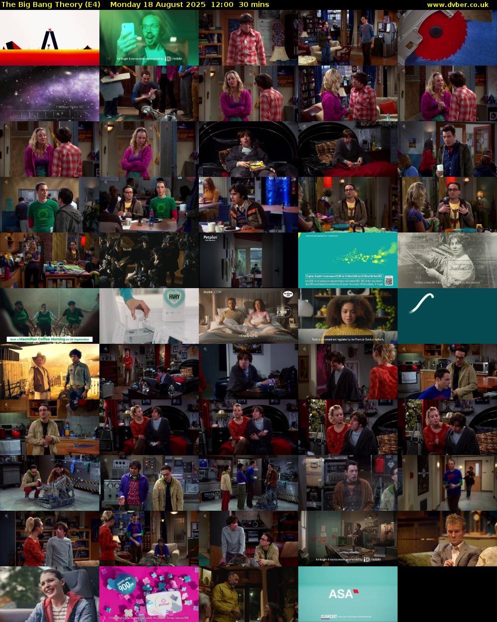 The Big Bang Theory (E4) Monday 18 August 2025 12:00 - 12:30