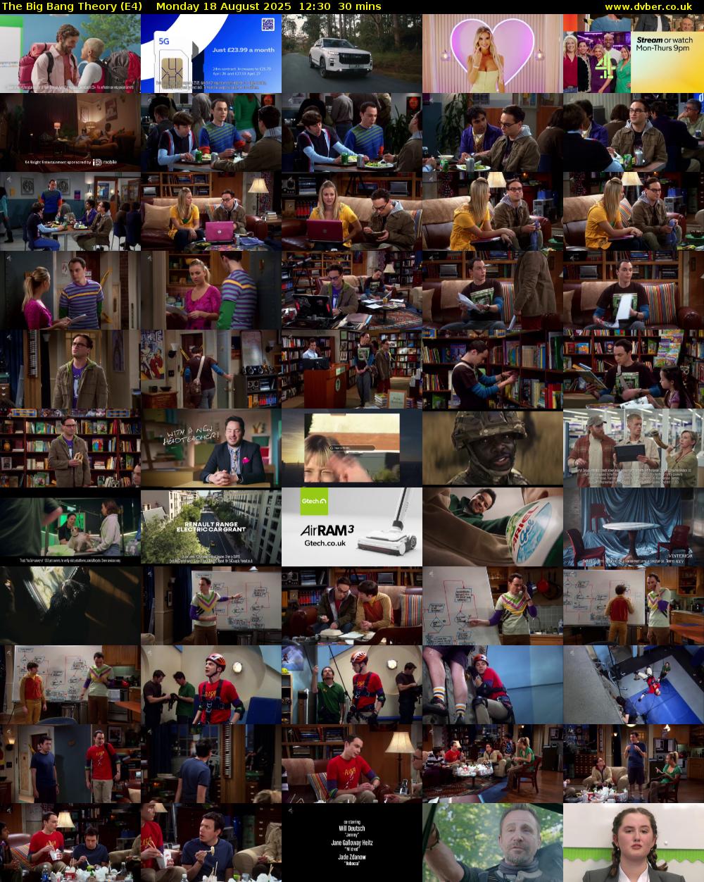 The Big Bang Theory (E4) Monday 18 August 2025 12:30 - 13:00