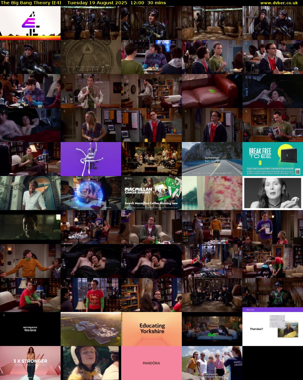 The Big Bang Theory (E4) Tuesday 19 August 2025 12:00 - 12:30