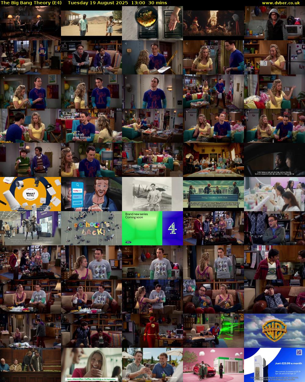 The Big Bang Theory (E4) Tuesday 19 August 2025 13:00 - 13:30