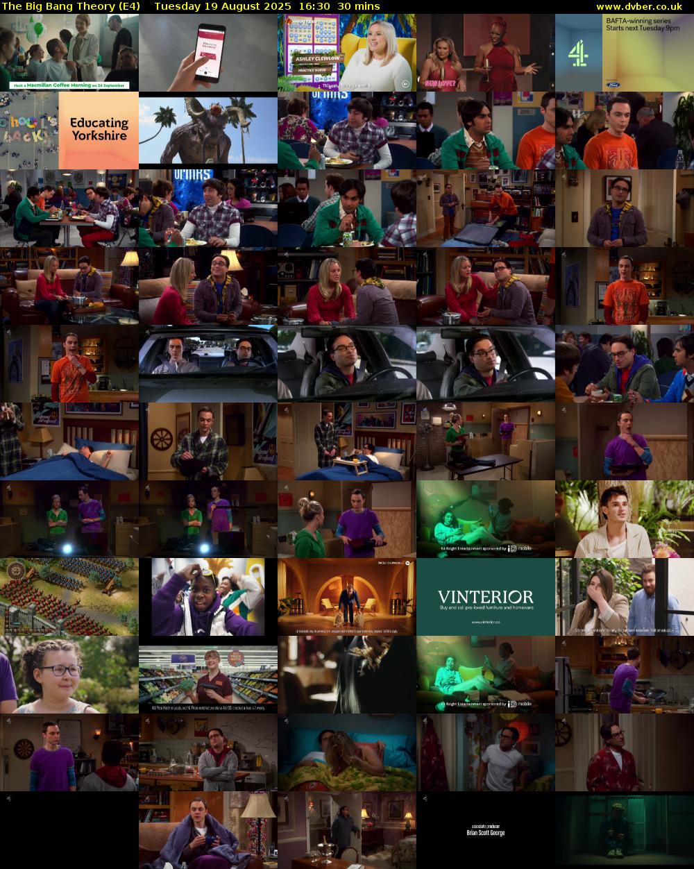 The Big Bang Theory (E4) Tuesday 19 August 2025 16:30 - 17:00