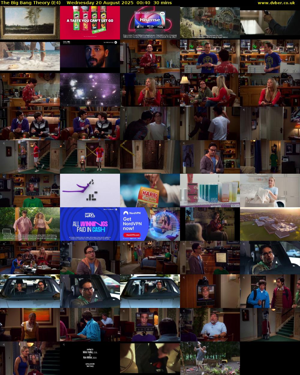 The Big Bang Theory (E4) Wednesday 20 August 2025 00:40 - 01:10