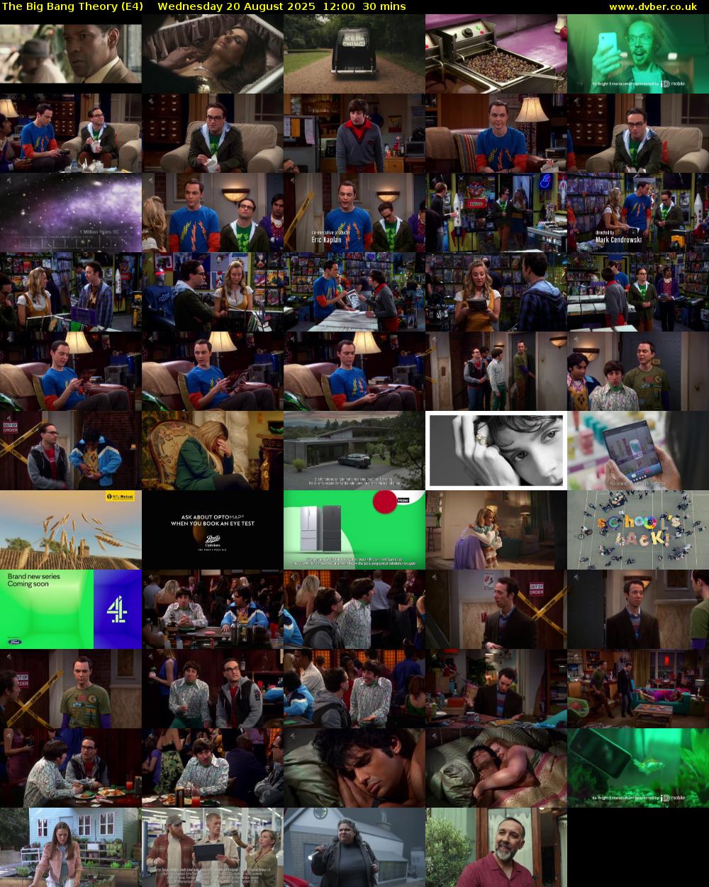 The Big Bang Theory (E4) Wednesday 20 August 2025 12:00 - 12:30