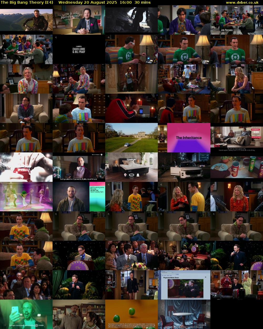 The Big Bang Theory (E4) Wednesday 20 August 2025 16:00 - 16:30