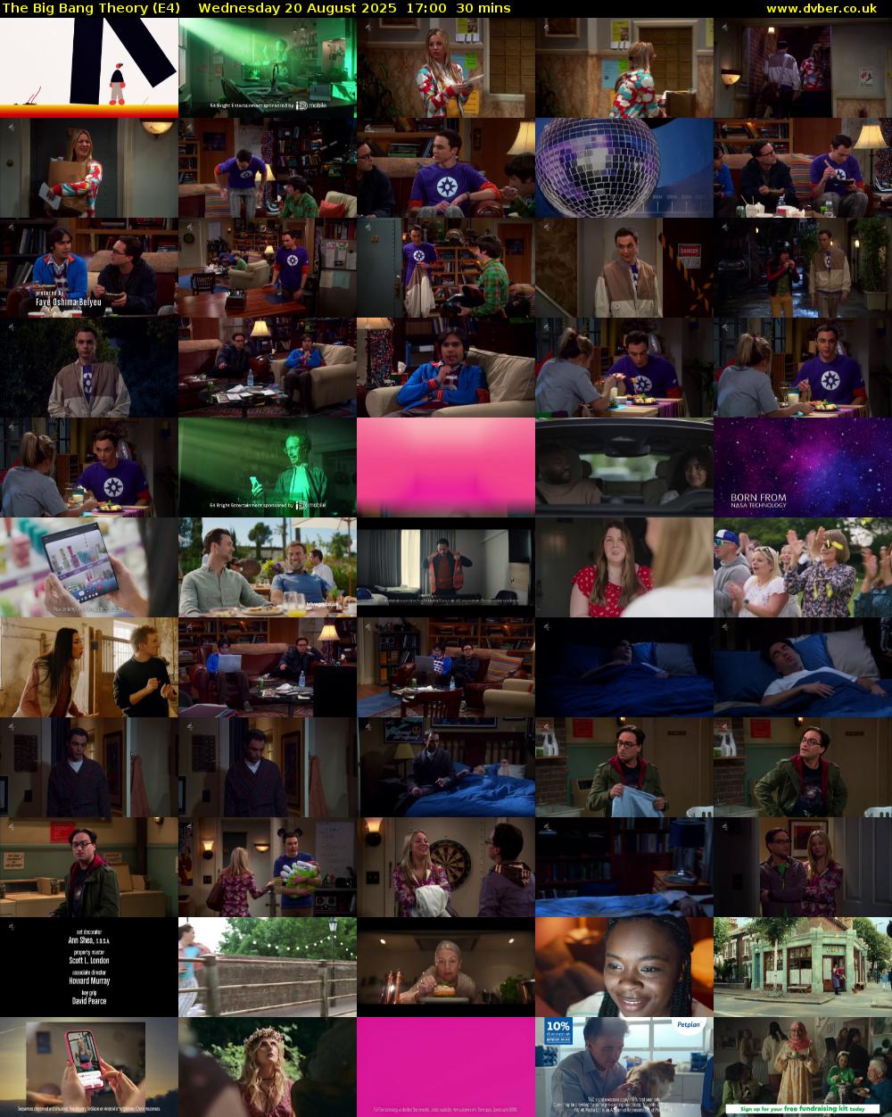 The Big Bang Theory (E4) Wednesday 20 August 2025 17:00 - 17:30