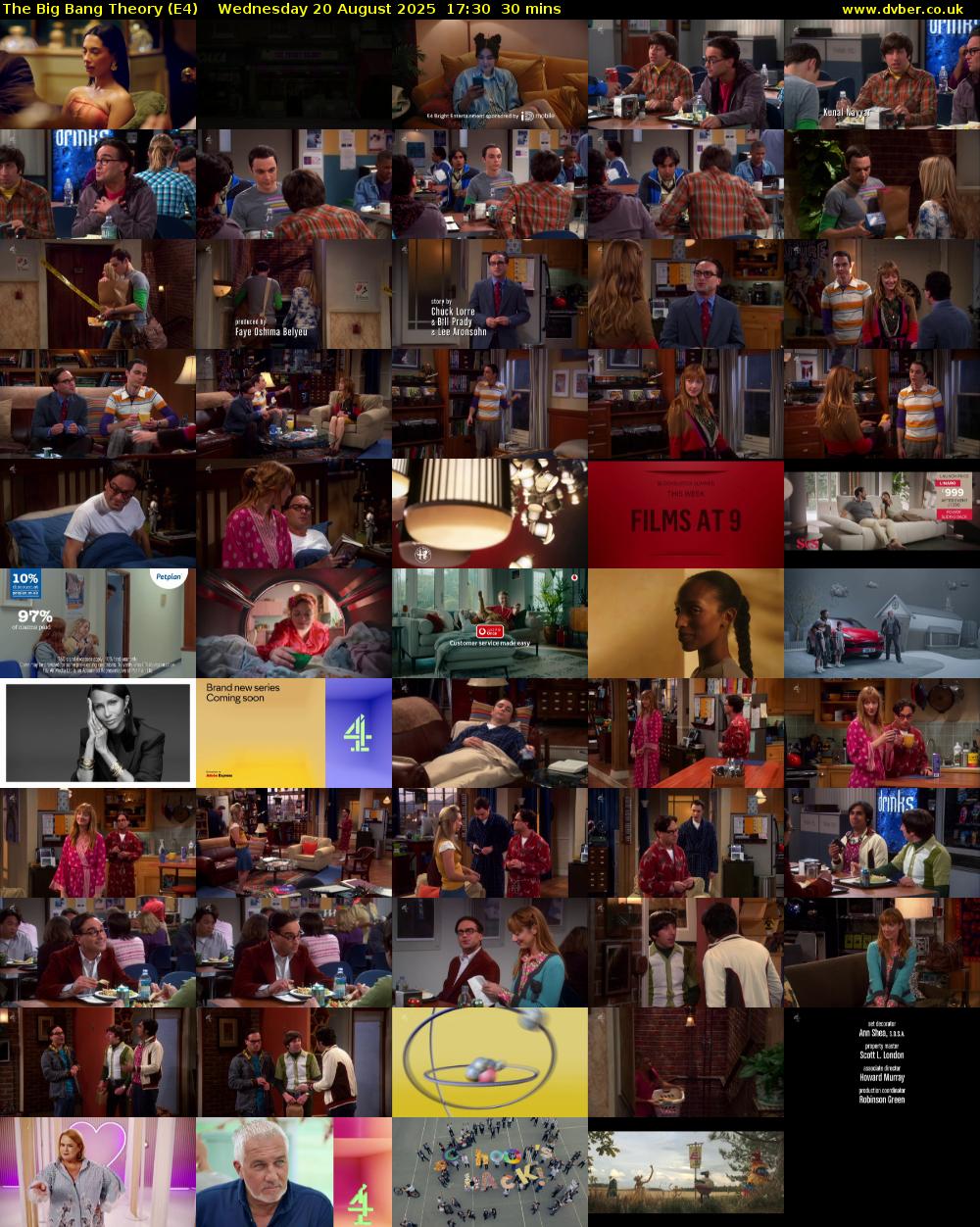 The Big Bang Theory (E4) Wednesday 20 August 2025 17:30 - 18:00
