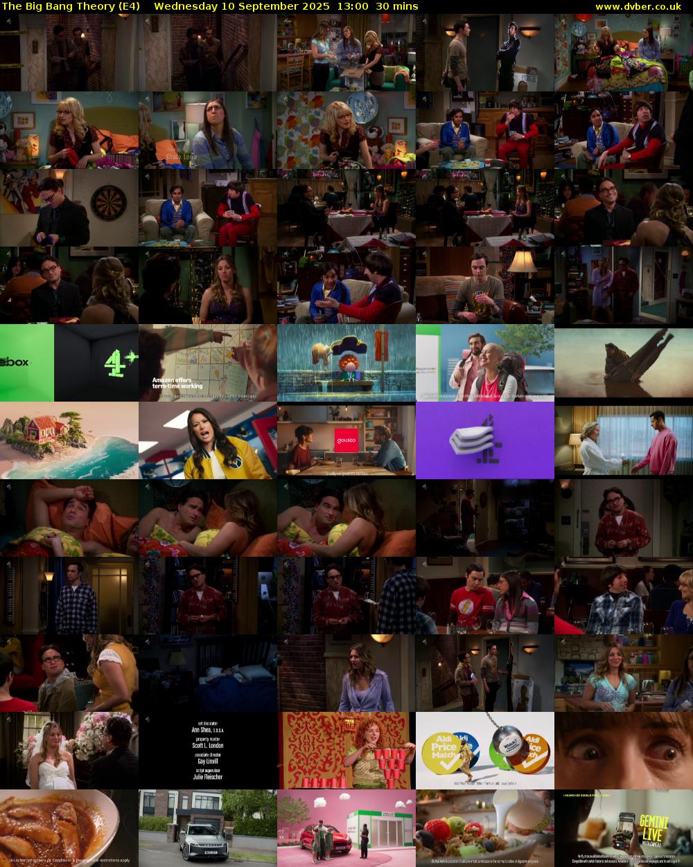 The Big Bang Theory (E4) Wednesday 10 September 2025 13:00 - 13:30