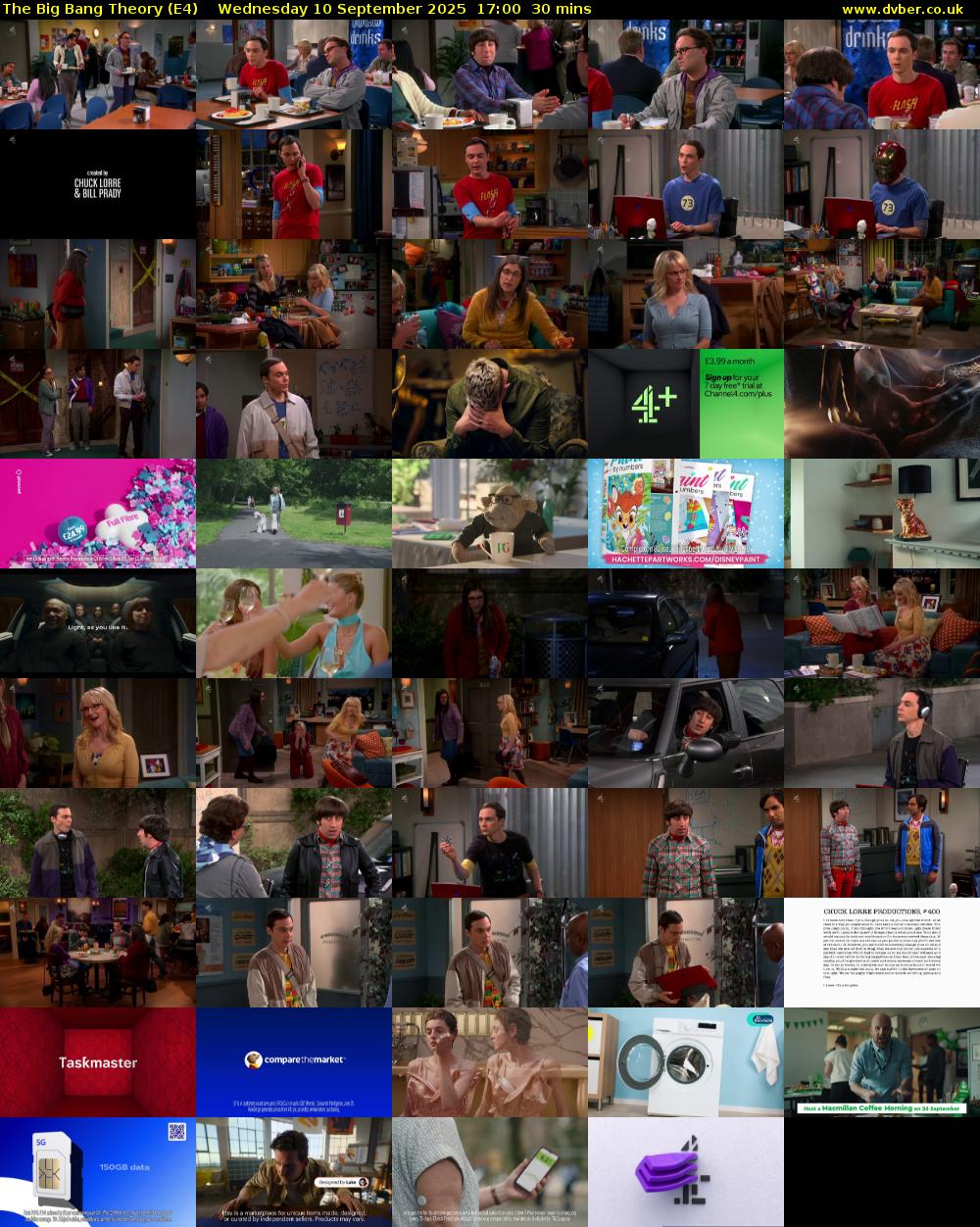 The Big Bang Theory (E4) Wednesday 10 September 2025 17:00 - 17:30