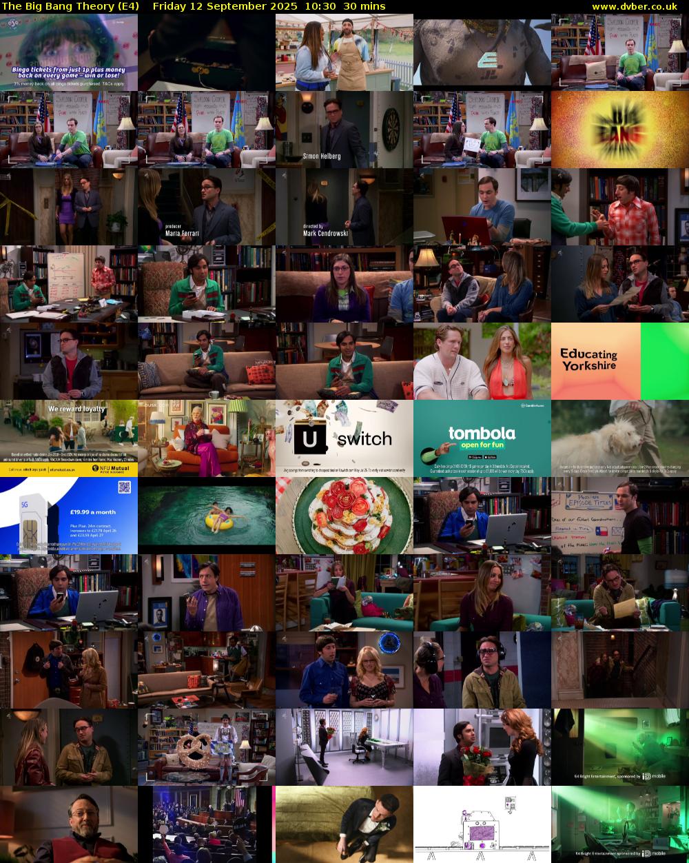 The Big Bang Theory (E4) Friday 12 September 2025 10:30 - 11:00