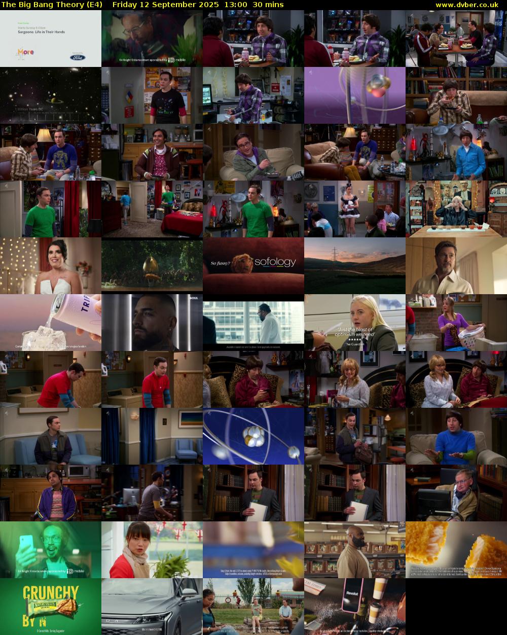 The Big Bang Theory (E4) Friday 12 September 2025 13:00 - 13:30