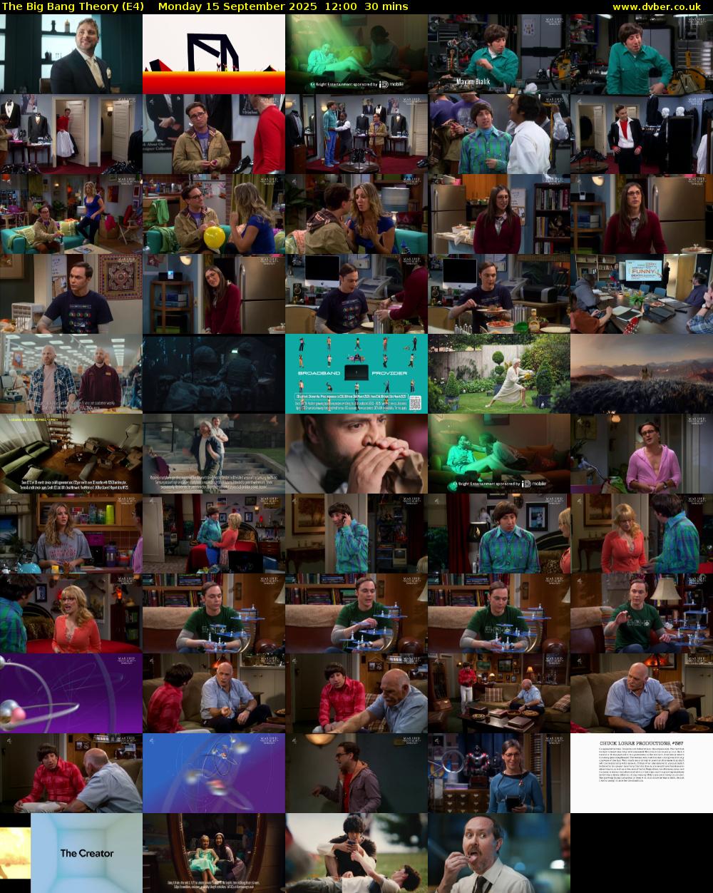 The Big Bang Theory (E4) Monday 15 September 2025 12:00 - 12:30