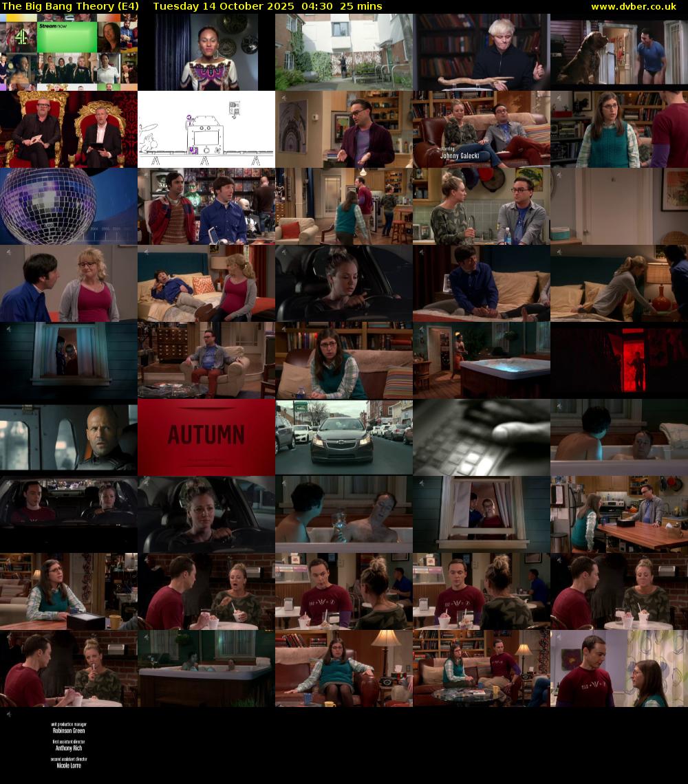 The Big Bang Theory (E4) Tuesday 14 October 2025 04:30 - 04:55