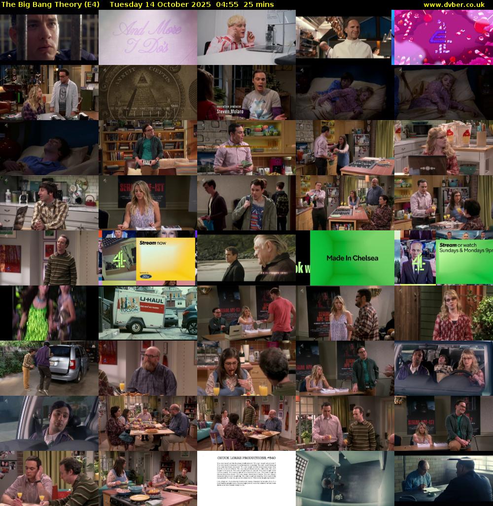 The Big Bang Theory (E4) Tuesday 14 October 2025 04:55 - 05:20