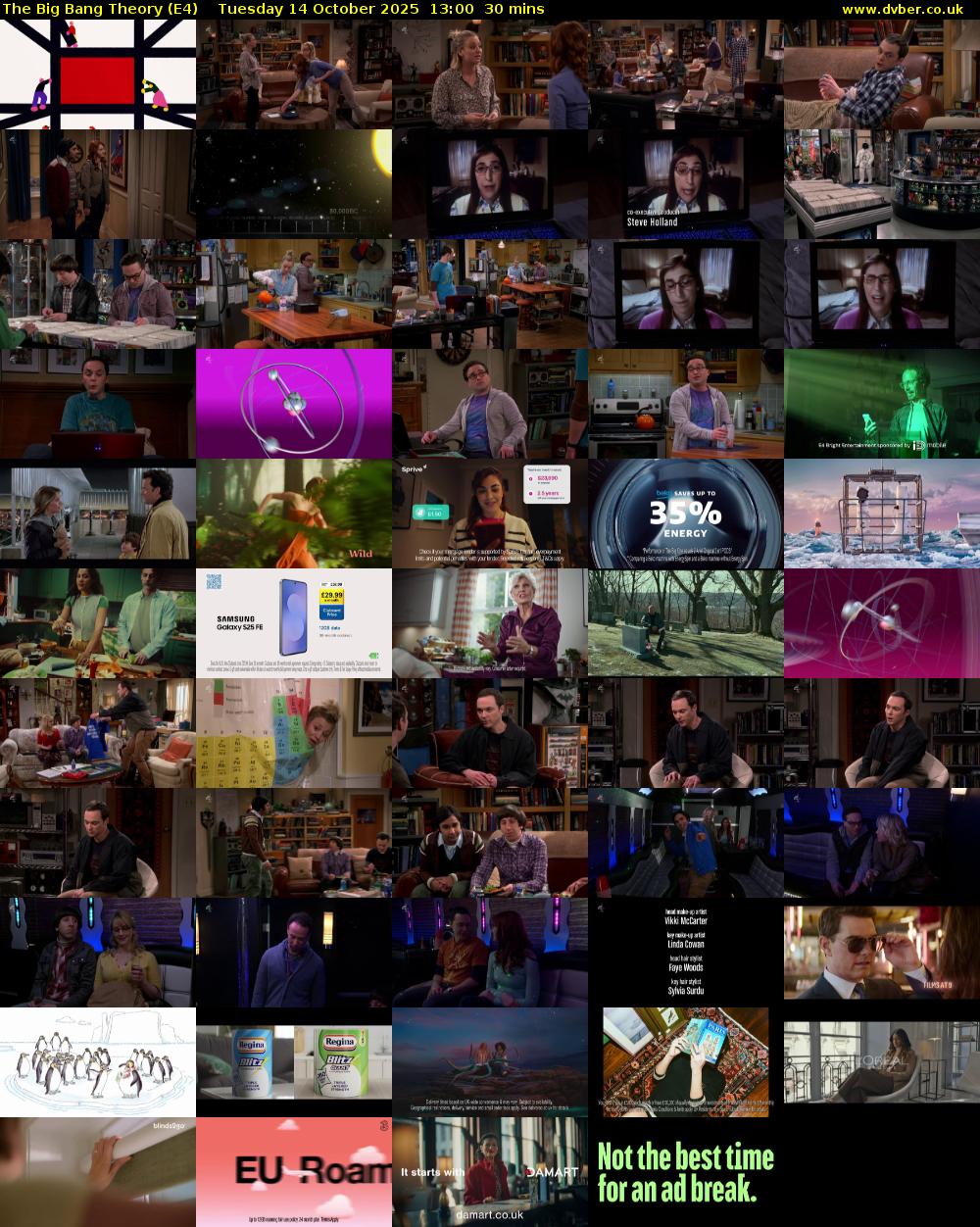 The Big Bang Theory (E4) Tuesday 14 October 2025 13:00 - 13:30