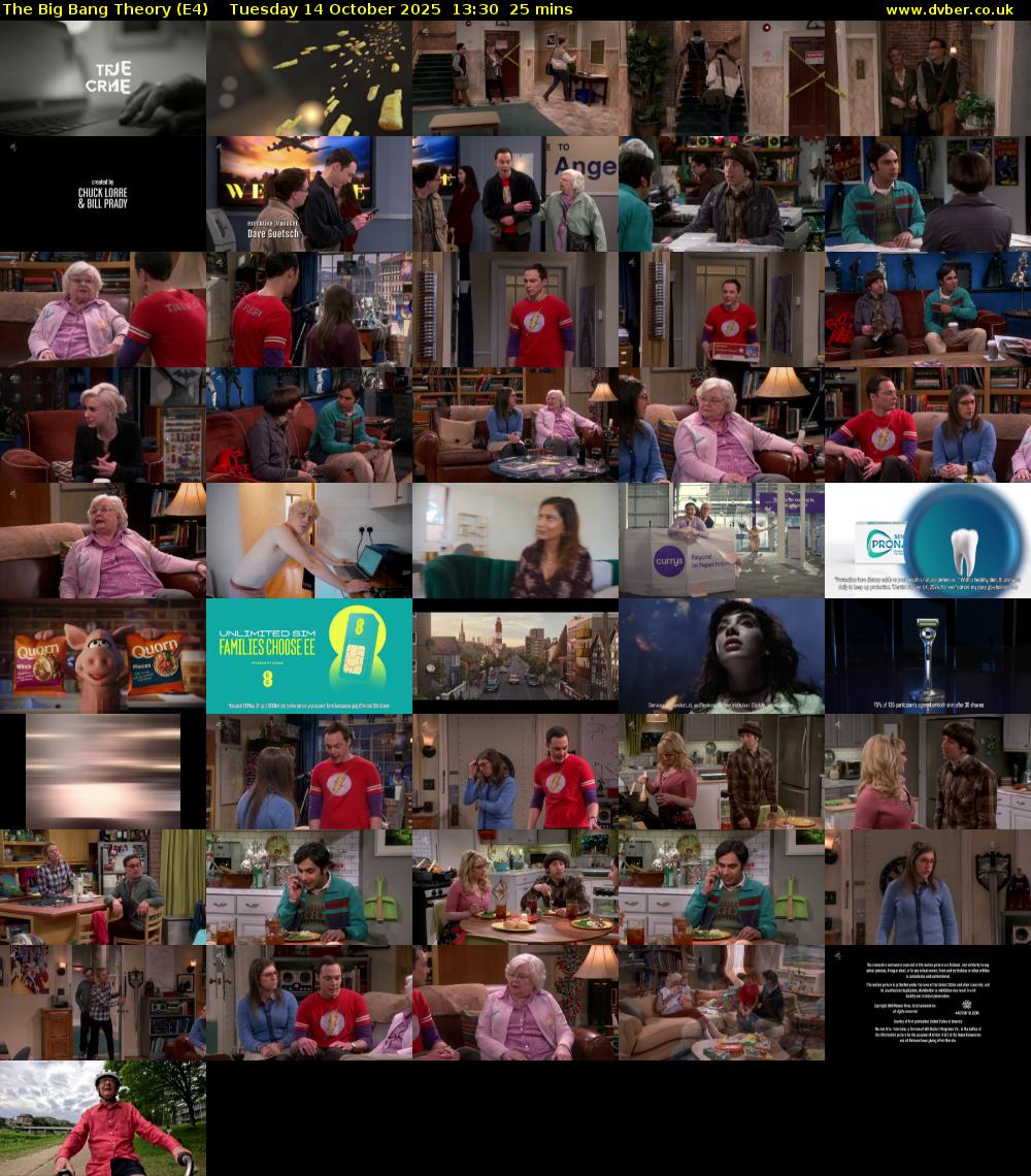 The Big Bang Theory (E4) Tuesday 14 October 2025 13:30 - 13:55