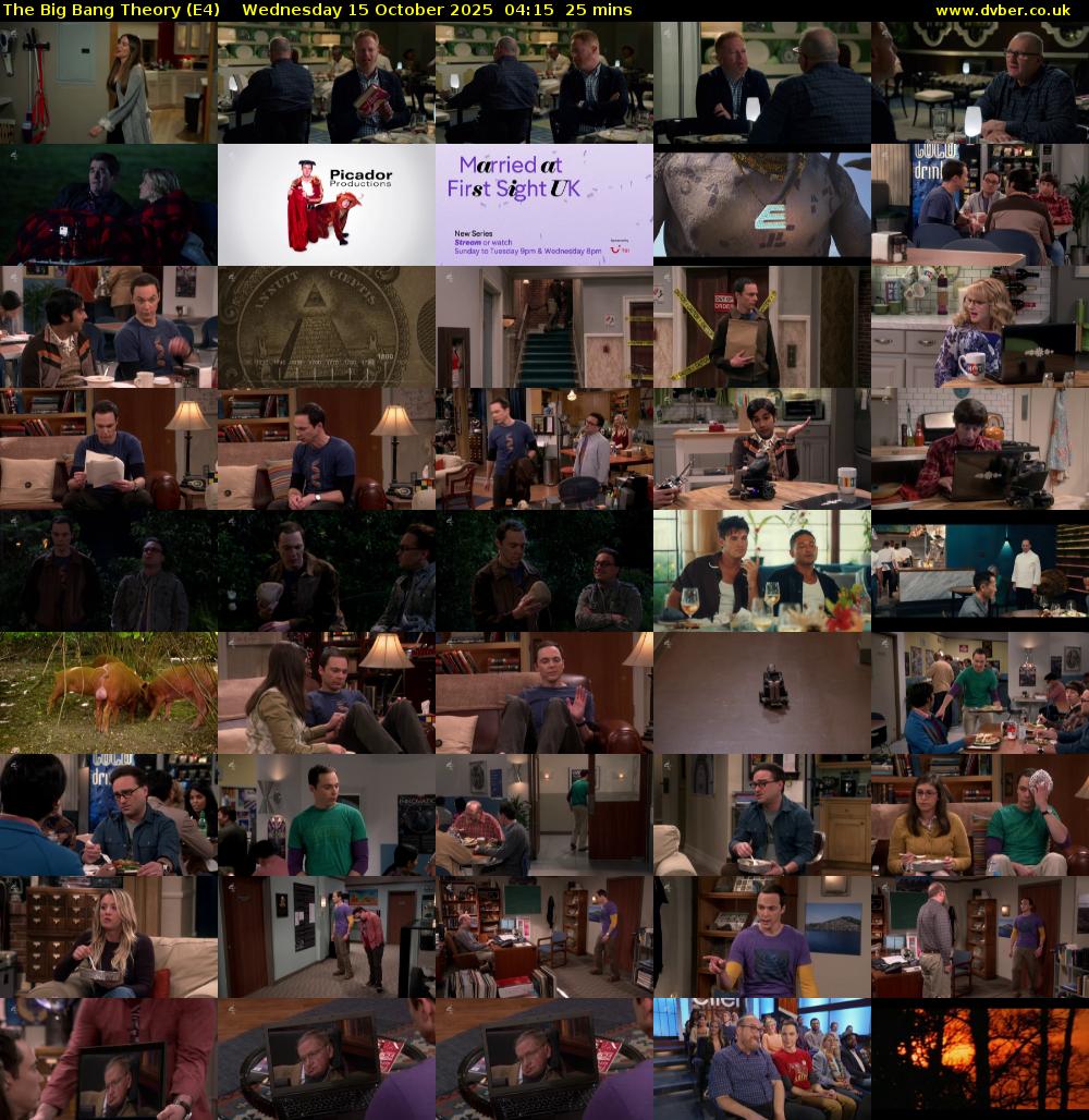 The Big Bang Theory (E4) Wednesday 15 October 2025 04:15 - 04:40