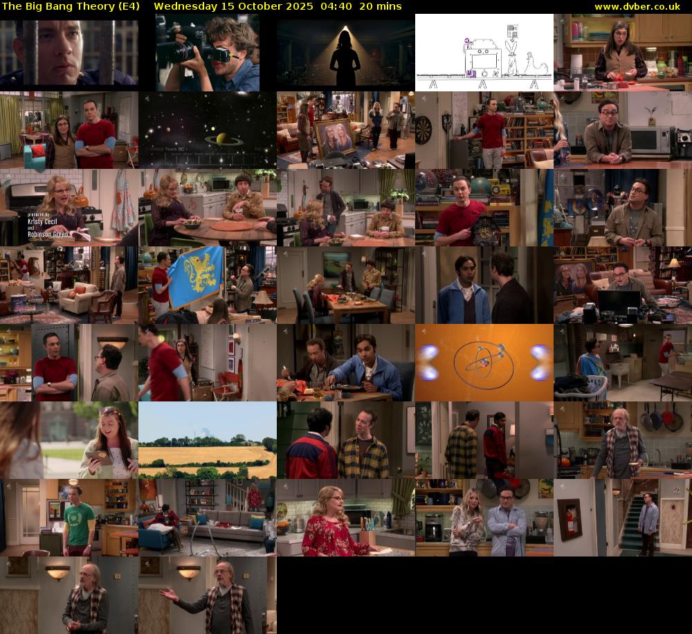 The Big Bang Theory (E4) Wednesday 15 October 2025 04:40 - 05:00