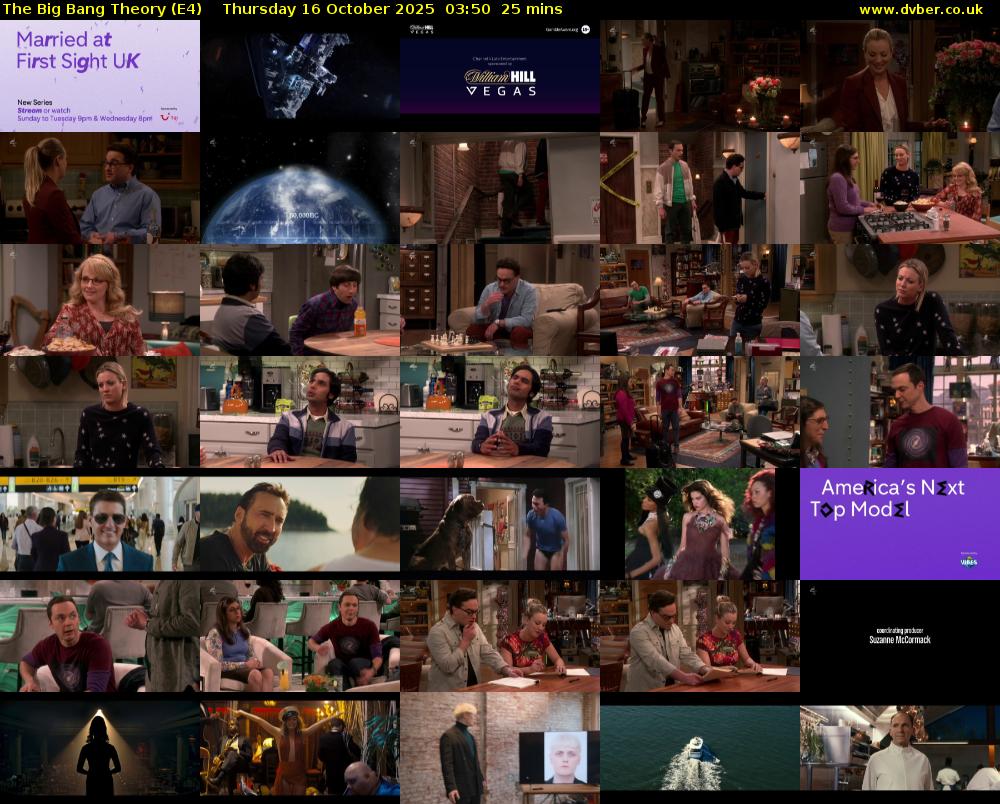 The Big Bang Theory (E4) Thursday 16 October 2025 03:50 - 04:15