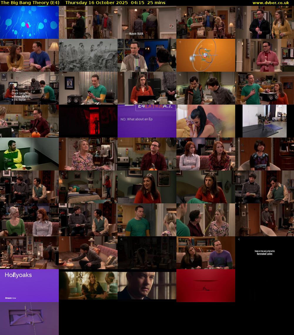 The Big Bang Theory (E4) Thursday 16 October 2025 04:15 - 04:40