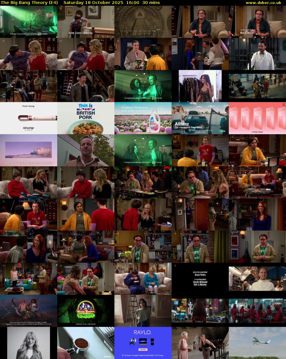 The Big Bang Theory (E4) Saturday 18 October 2025 16:00 - 16:30