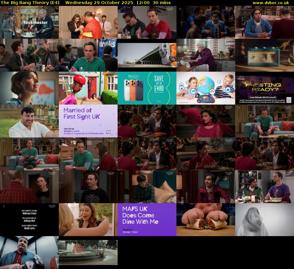 The Big Bang Theory (E4) Wednesday 29 October 2025 12:00 - 12:30