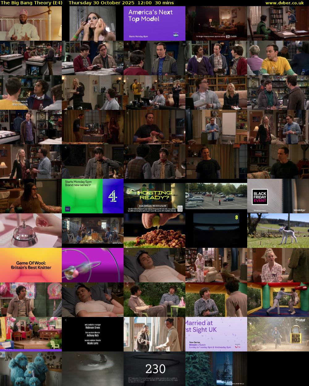 The Big Bang Theory (E4) Thursday 30 October 2025 12:00 - 12:30