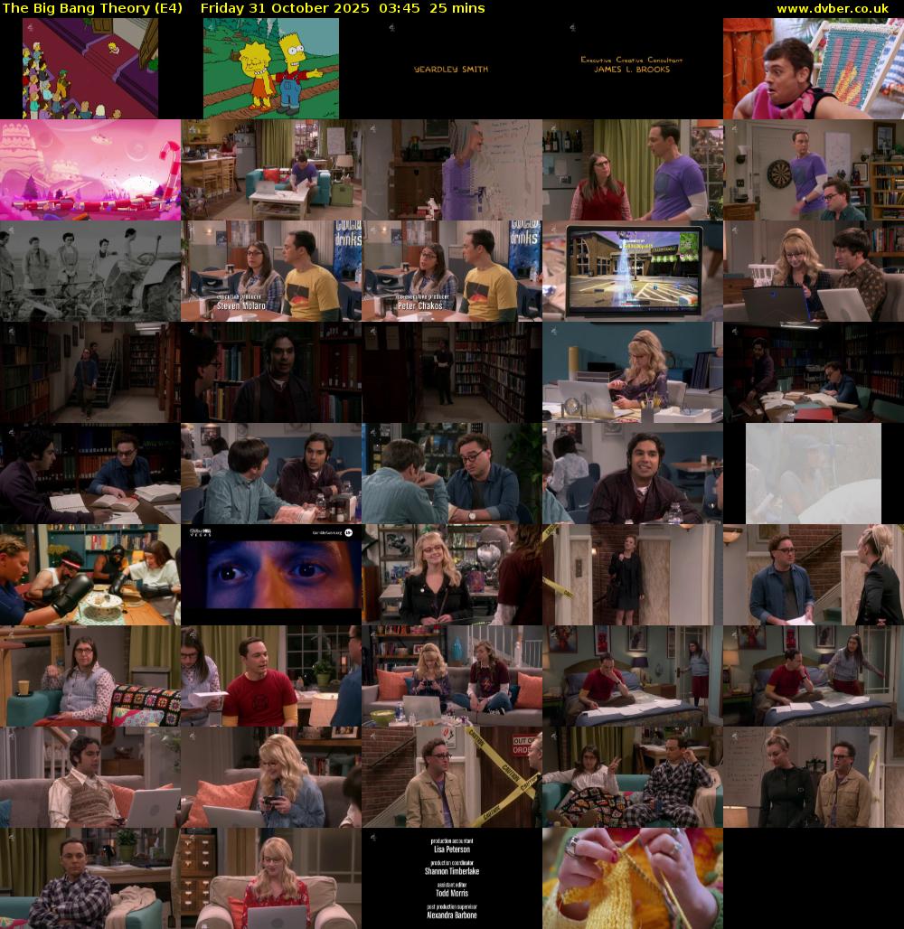 The Big Bang Theory (E4) Friday 31 October 2025 03:45 - 04:10