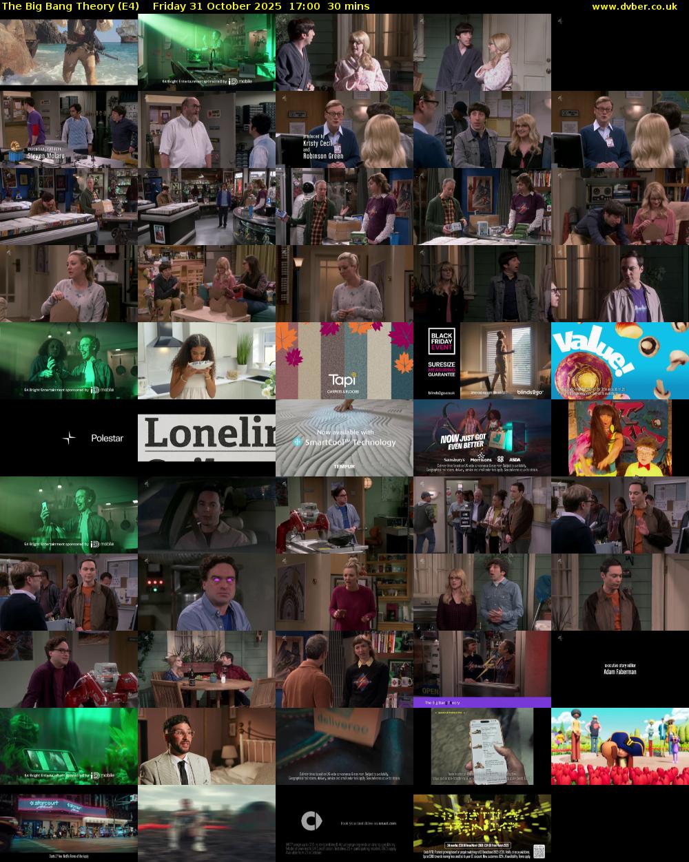 The Big Bang Theory (E4) Friday 31 October 2025 17:00 - 17:30