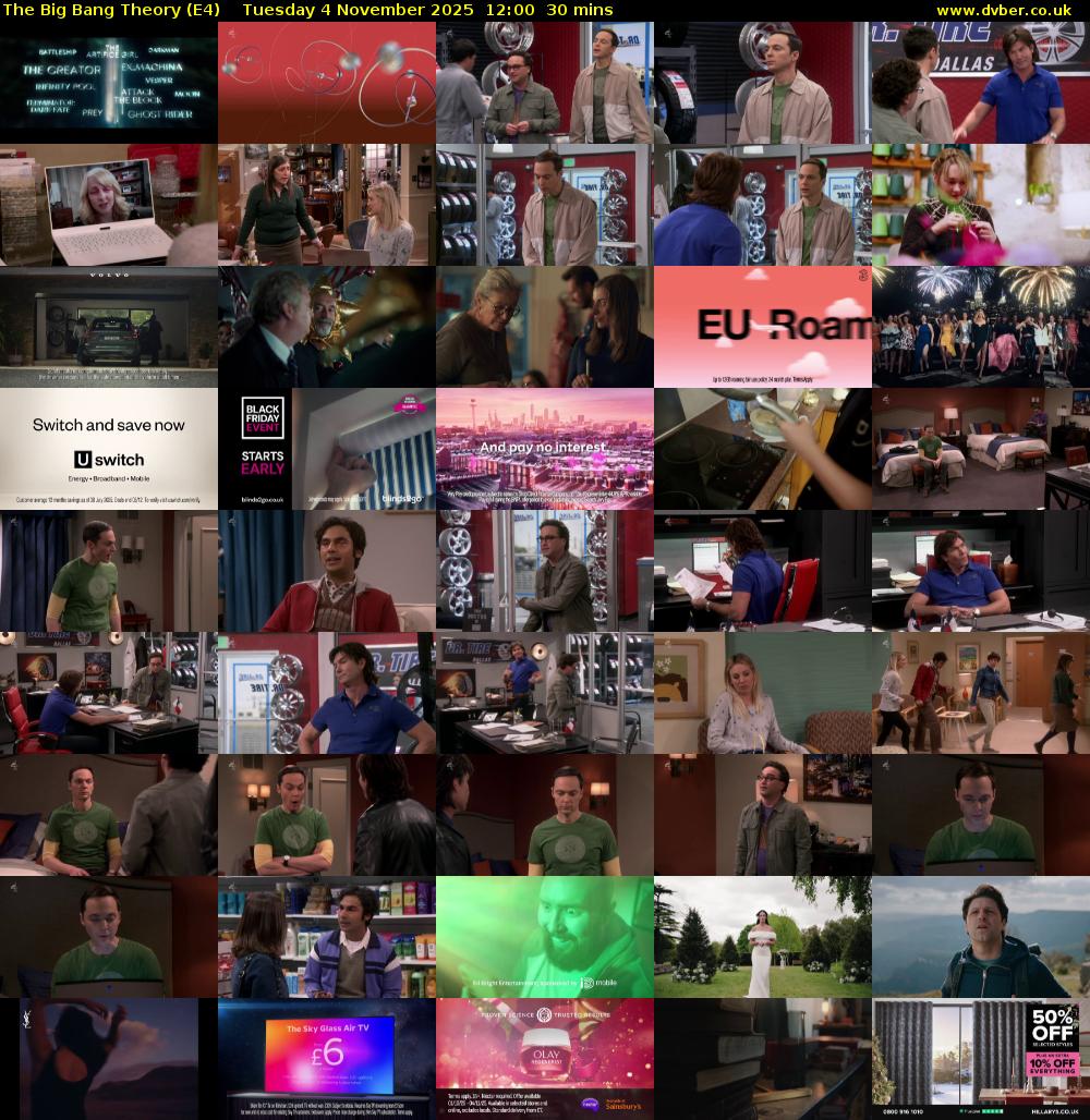 The Big Bang Theory (E4) Tuesday 4 November 2025 12:00 - 12:30