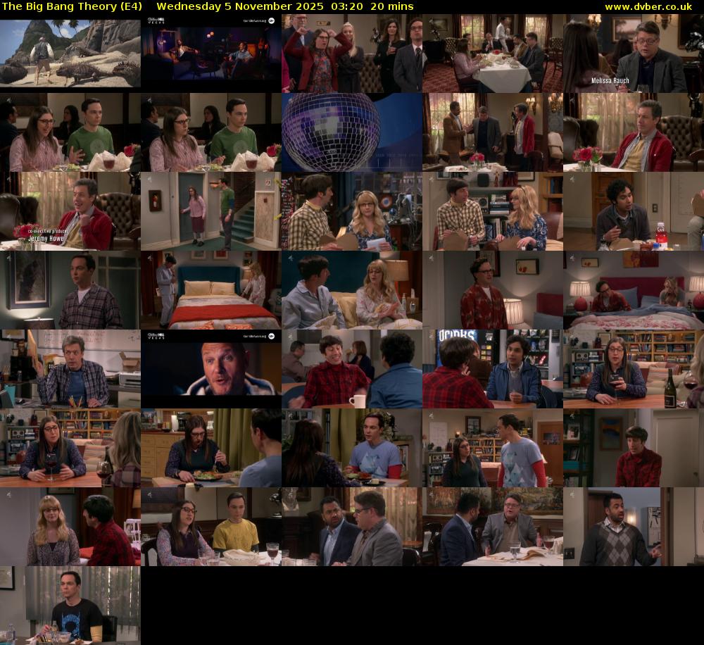 The Big Bang Theory (E4) Wednesday 5 November 2025 03:20 - 03:40