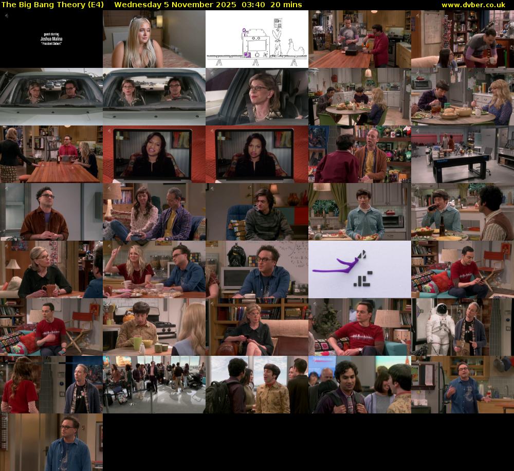 The Big Bang Theory (E4) Wednesday 5 November 2025 03:40 - 04:00