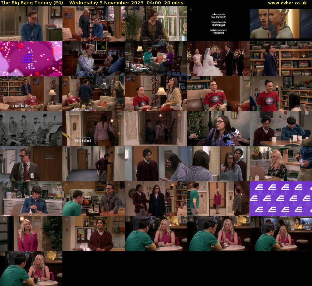 The Big Bang Theory (E4) Wednesday 5 November 2025 04:00 - 04:20