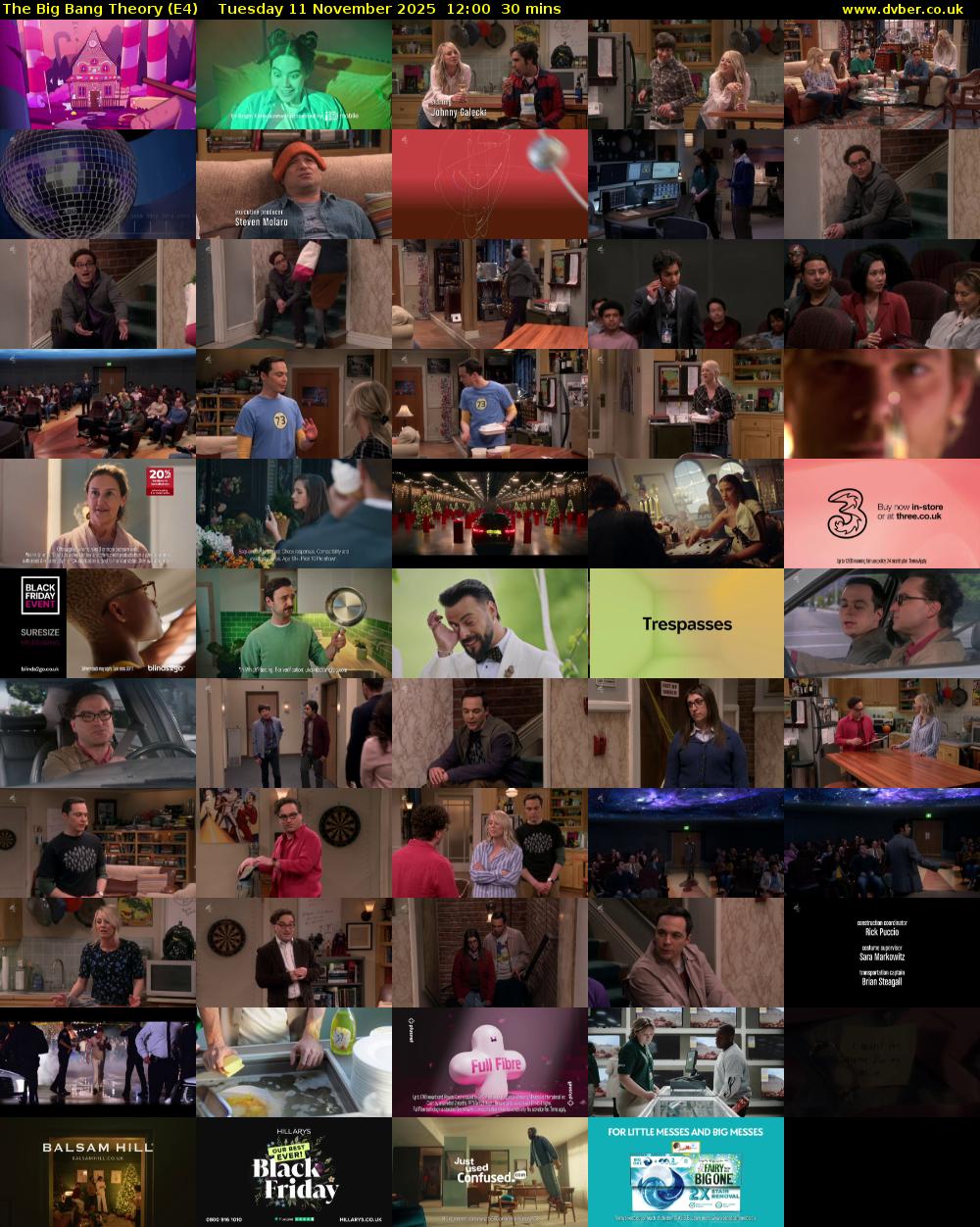 The Big Bang Theory (E4) Tuesday 11 November 2025 12:00 - 12:30