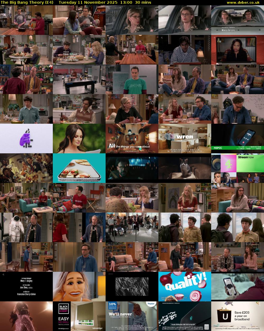 The Big Bang Theory (E4) Tuesday 11 November 2025 13:00 - 13:30