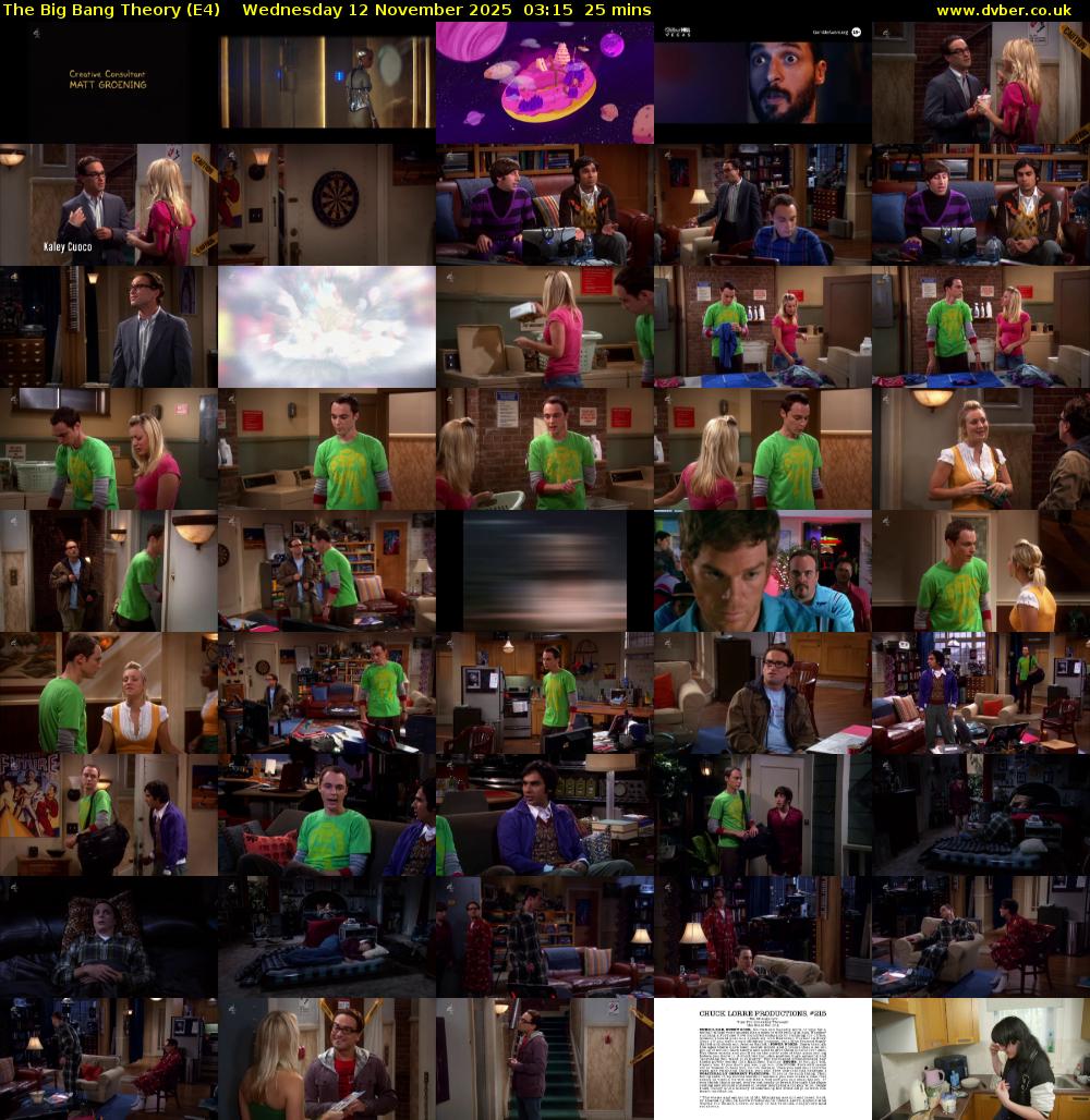 The Big Bang Theory (E4) Wednesday 12 November 2025 03:15 - 03:40