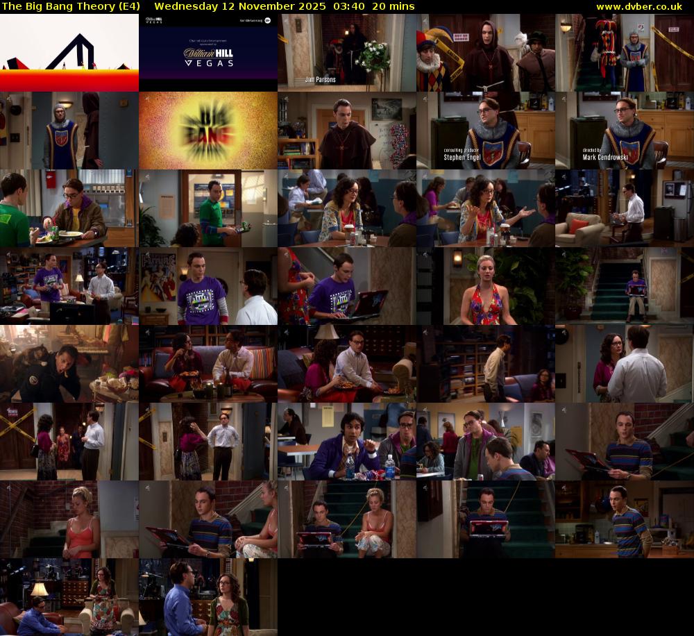 The Big Bang Theory (E4) Wednesday 12 November 2025 03:40 - 04:00