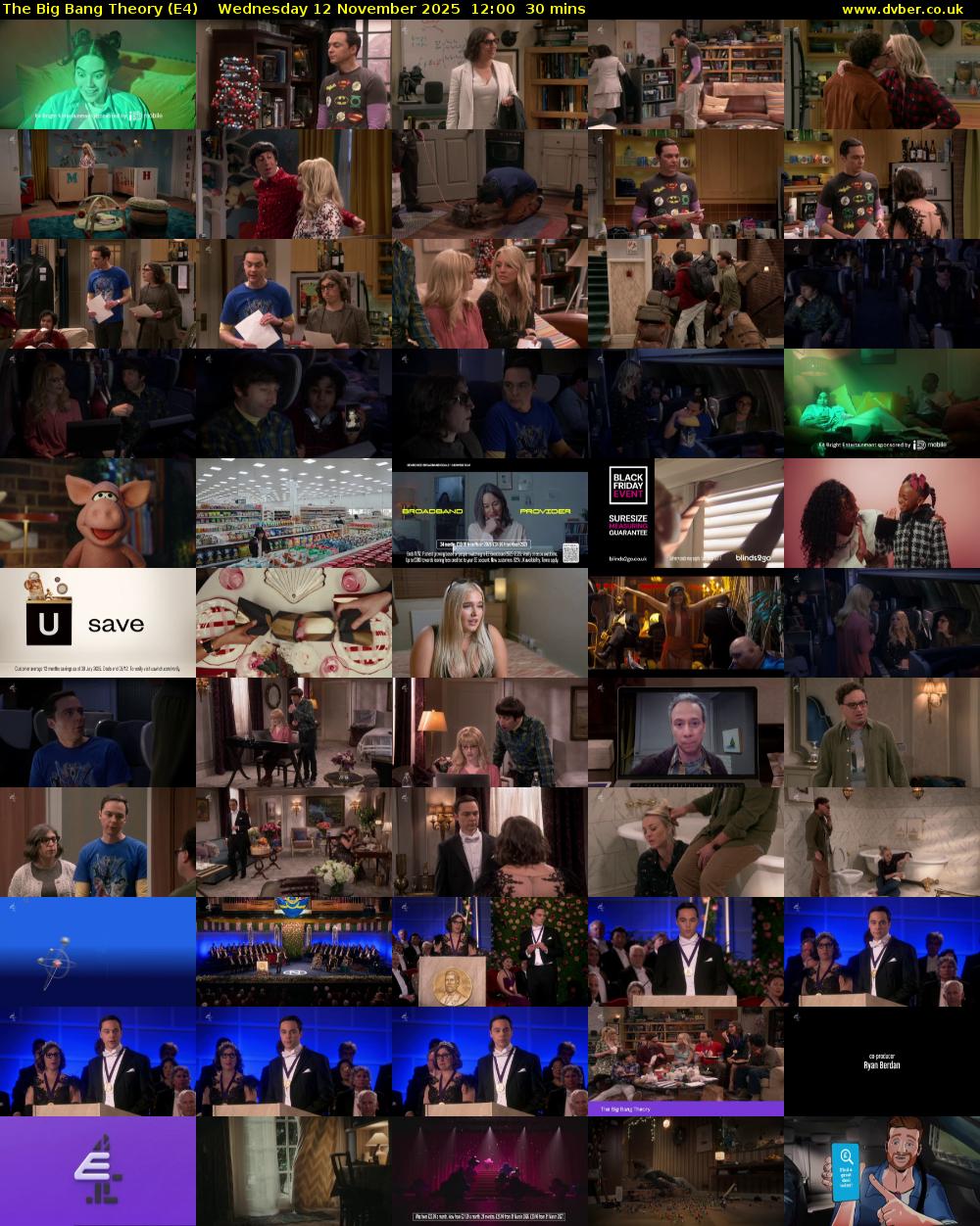 The Big Bang Theory (E4) Wednesday 12 November 2025 12:00 - 12:30