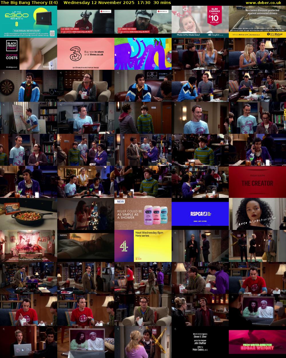 The Big Bang Theory (E4) Wednesday 12 November 2025 17:30 - 18:00