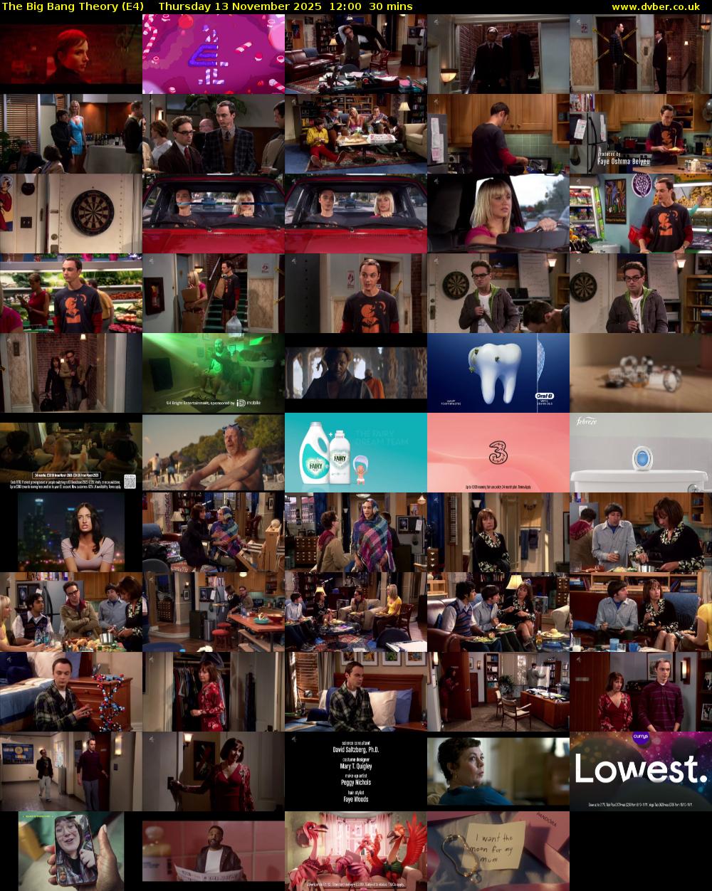 The Big Bang Theory (E4) Thursday 13 November 2025 12:00 - 12:30