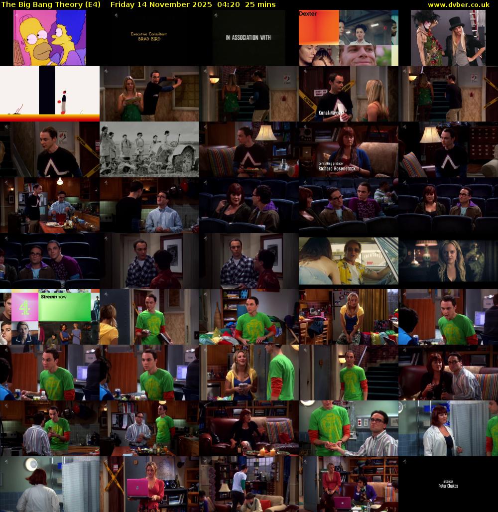 The Big Bang Theory (E4) Friday 14 November 2025 04:20 - 04:45
