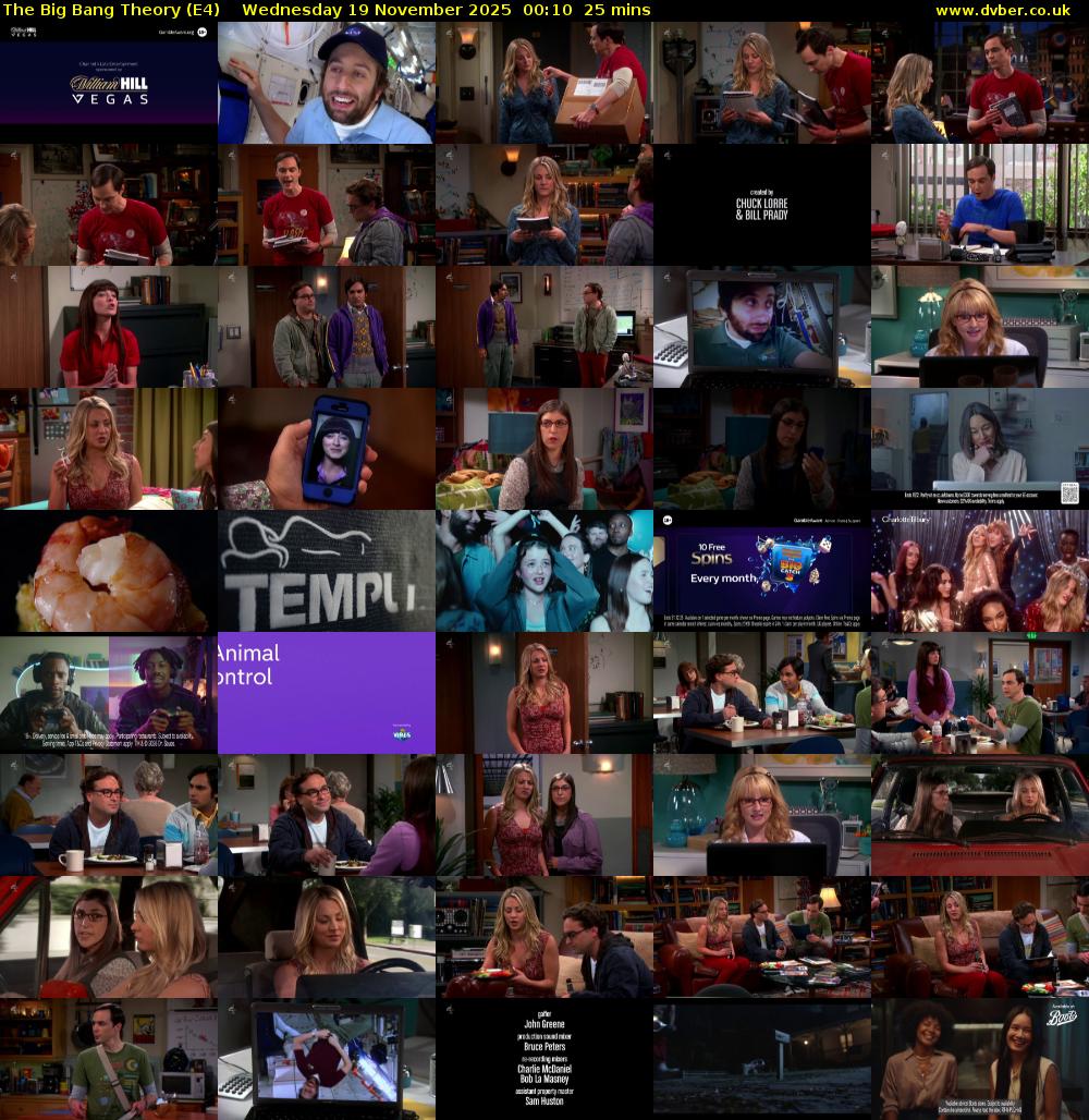 The Big Bang Theory (E4) Wednesday 19 November 2025 00:10 - 00:35