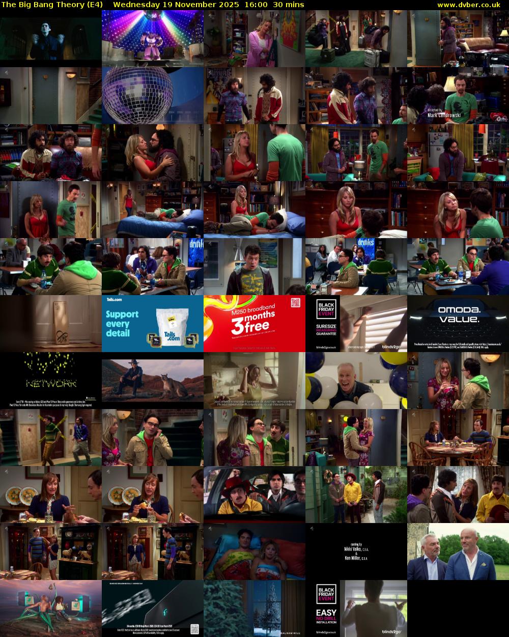 The Big Bang Theory (E4) Wednesday 19 November 2025 16:00 - 16:30