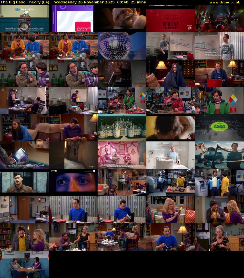 The Big Bang Theory (E4) Wednesday 26 November 2025 00:40 - 01:05
