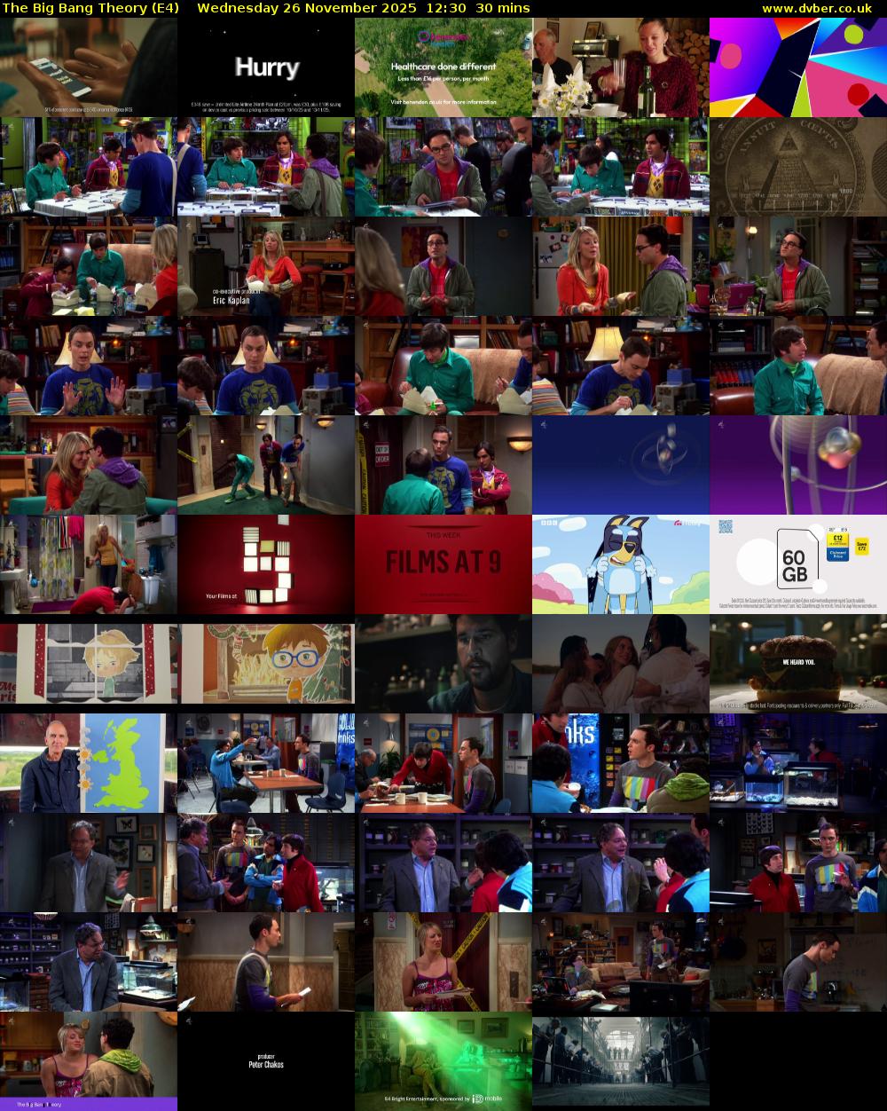 The Big Bang Theory (E4) Wednesday 26 November 2025 12:30 - 13:00